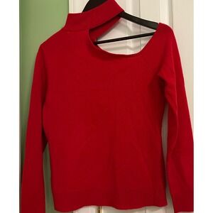 Antonio Melani Tina Cutout Mock Neck Sweater Candy Apple Red Cashmere M New